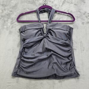 Time and Tru Tankini Size L (12-14) Gray‎ Silver Metallic Halter Tie Back Padded